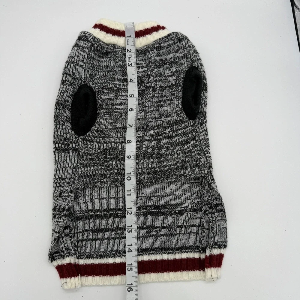 Unbranded Gray Marl Dog Sweater Shawl Neck Button Accent Small